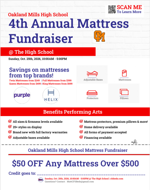 Image of flier for OM FAB mattress sale.