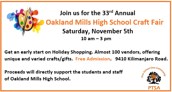 Image of the flier for the OMHS Craft Fair