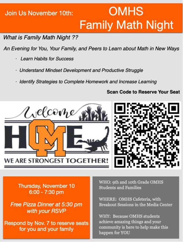 Image of flier for Family Math Night.