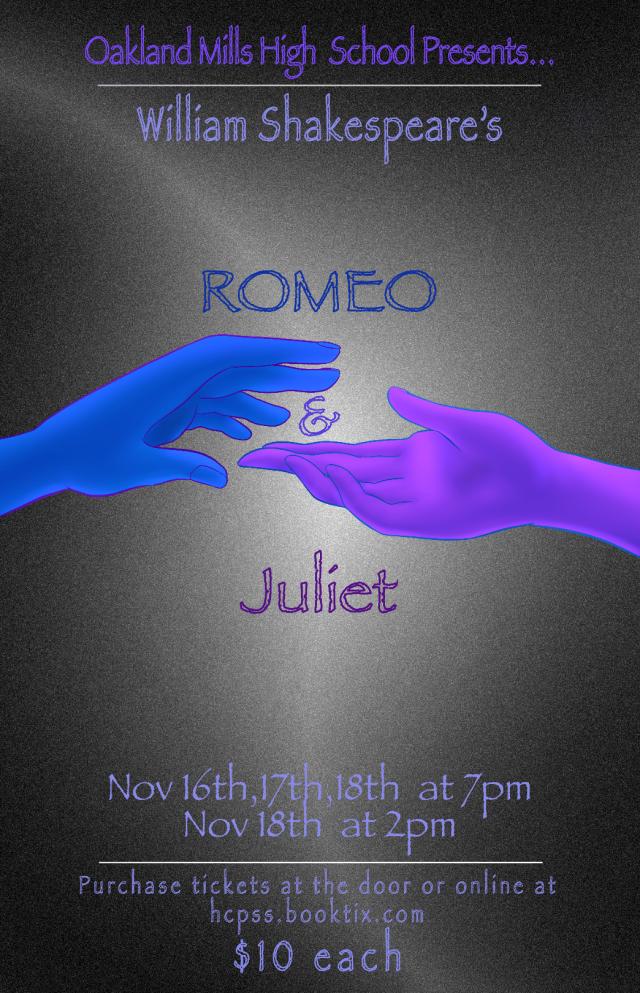 Image of poster for the fall play, Romeo and Juliet.