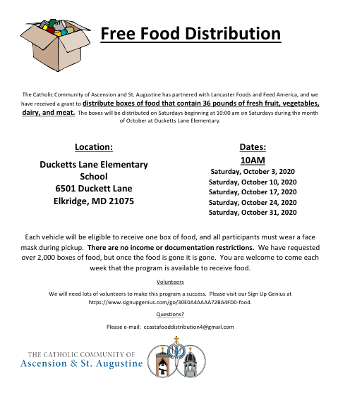 Image of free food Distribution information