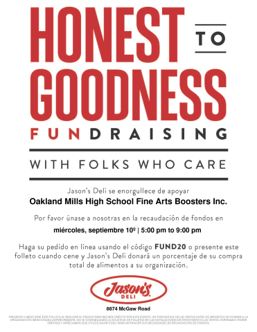 Image of Spanish-language flier for Jason's Deli fundraiser.