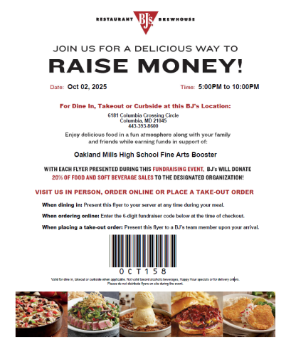 Image of BJ's Fundraiser Flyer