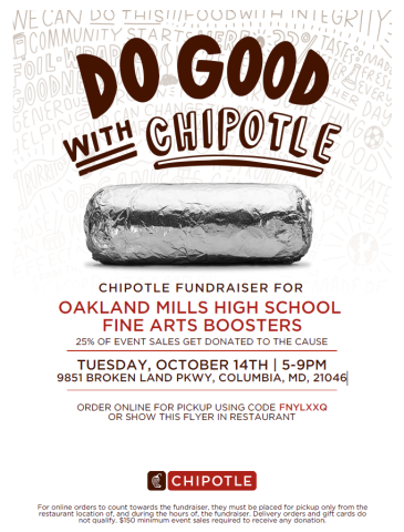 Image of flier for OM FAB Chipotle fundraiser.